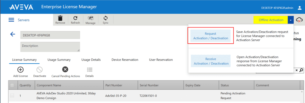 Using AVEVA License Server OFFLINE Activation - Industrial Software ...